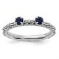 thumbnail image 2 of Auriga Fine Jewelry 925 Sterling Silver Created Sapphire Two Stone Ring for Women Size 8, 2 of 6