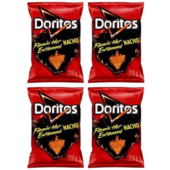 Doritos Flamin' Hot Nacho Flavored Tortilla Chips, 210g (4 Pack)