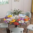 thumbnail image 5 of Vintage Wildflowers Round Tablecloth for 36-44 Inch Tables,Fitted Table Cover with Elastic Edge,Rustic Oil Painted Abstract Botanical Waterproof Outdoor Table Cloth Protector for Patio Garden Dinner, 5 of 9