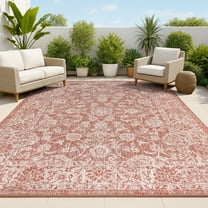 JONATHAN Y SANTA MONICA 6 x 9 Area Rug, Tela Bohemian Textured Weave Floral - Red/Taupe, SMB100A-6