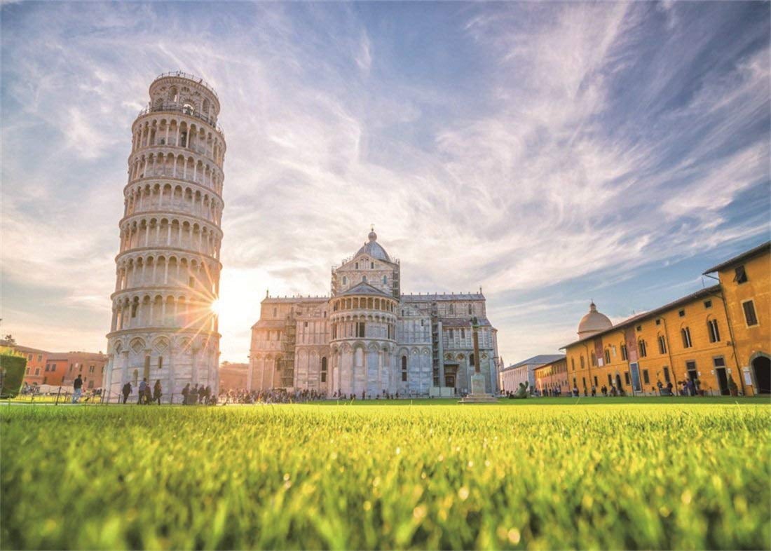 LFEEY 5x3ft Polyester The Leaning Tower of Pisa Backdrop Tourist Sites Photography Background World Famous Scenery Indoor Decors Wallpaper Children Kids Adults Portraits Photo Studio