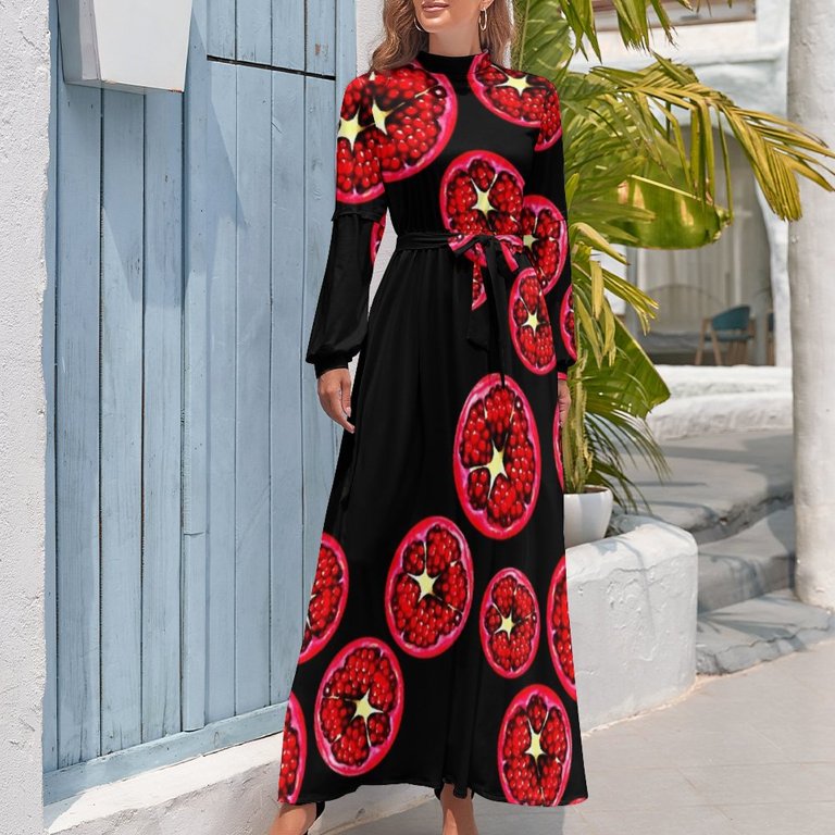 Pomegranate Pattern Long Dress sexy dress for women dress for women summer women Pomegranate Pattern Long Dress sexy dress for women dress for women summer women