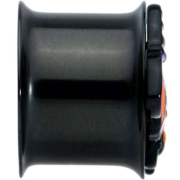 Body Candy 2Pc Black PVD 316L Steel Boo Party 9/16 Double Flare Tunnel Plug Earring Ear Plug Gauges Set of 2