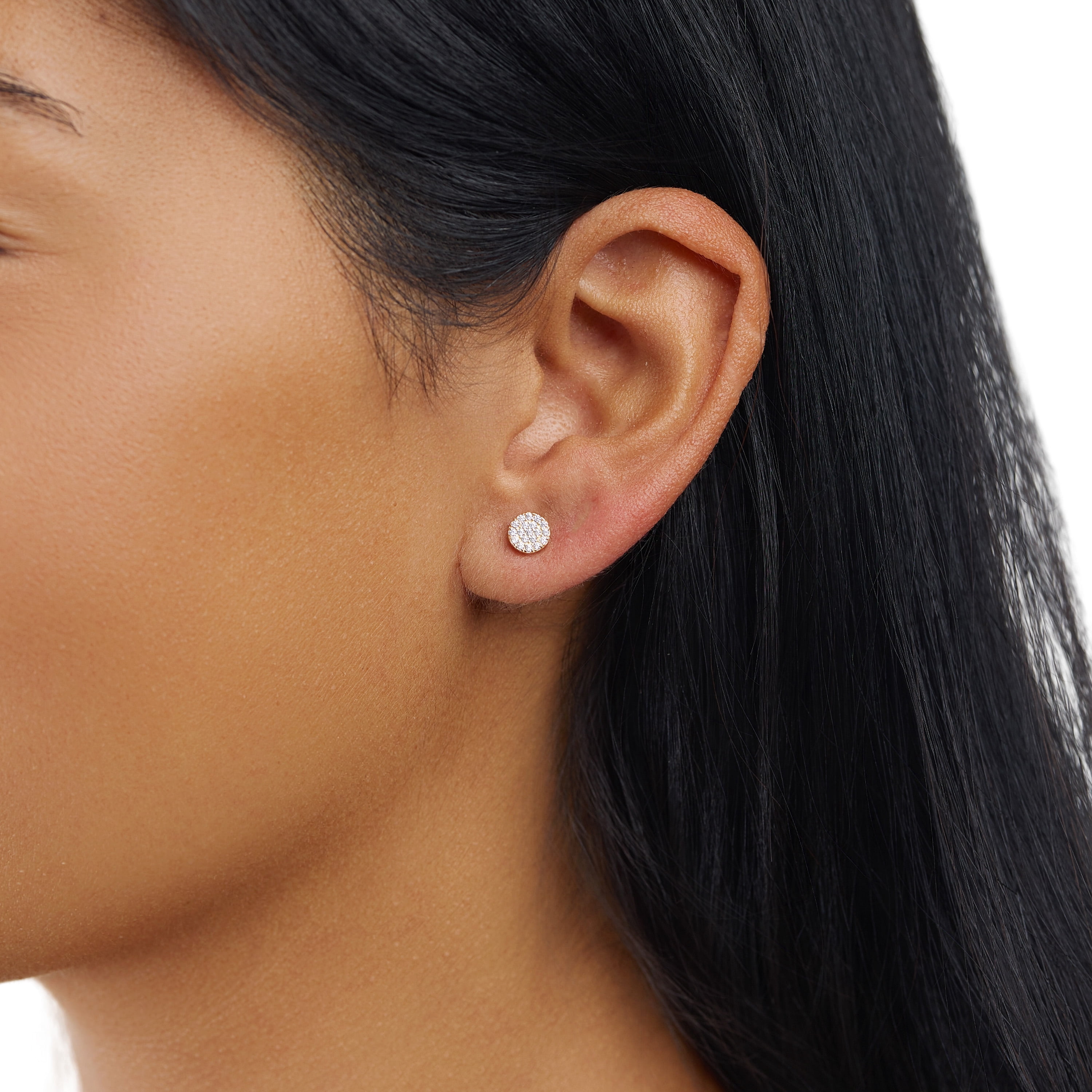 Marisol & Poppy Cubic Zirconia Pave Circle Stud Earrings in Rose Gold over Sterling Silver, Post Back, Women & Teens