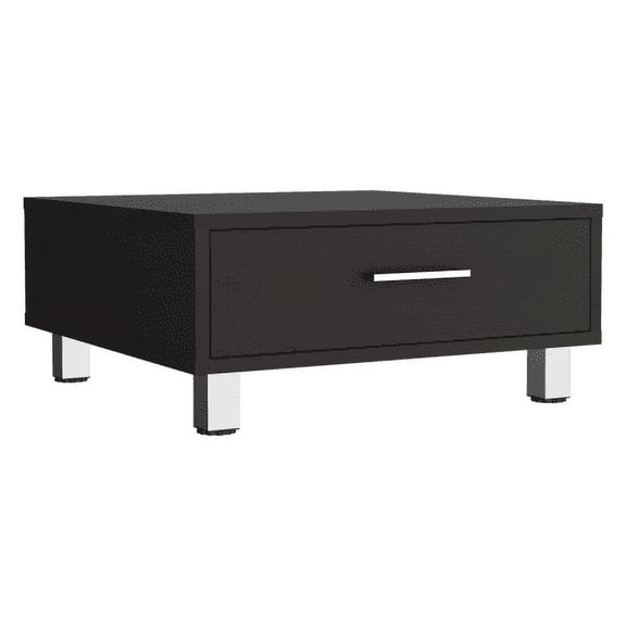 Dtwnek Rectangle Wood Coffee Table with 1 Drawer, Black