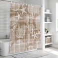 thumbnail image 6 of Brown Coastal Bathroom Shower Curtains with 12 Hooks Waterproof Shower Curtain for Stalls and Bathtubs Nautical Coral Starfish Shell Seahorse Ocean Decorative Bathroom Privacy Curtain 60x72 Inches, 6 of 9