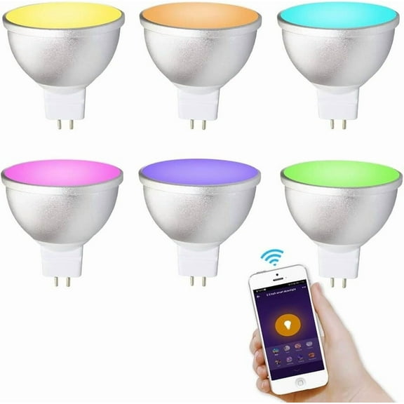 Mr16 Smart LED Bulb Gu5.3 Base Wifi Controlled 6 Pack