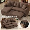 thumbnail image 5 of Muumblus Convertible Pull Out Sofa Bed, L-Shaped Sectional Sleeper Couch with Storage Chaise, Brown Polyester, 5 of 11