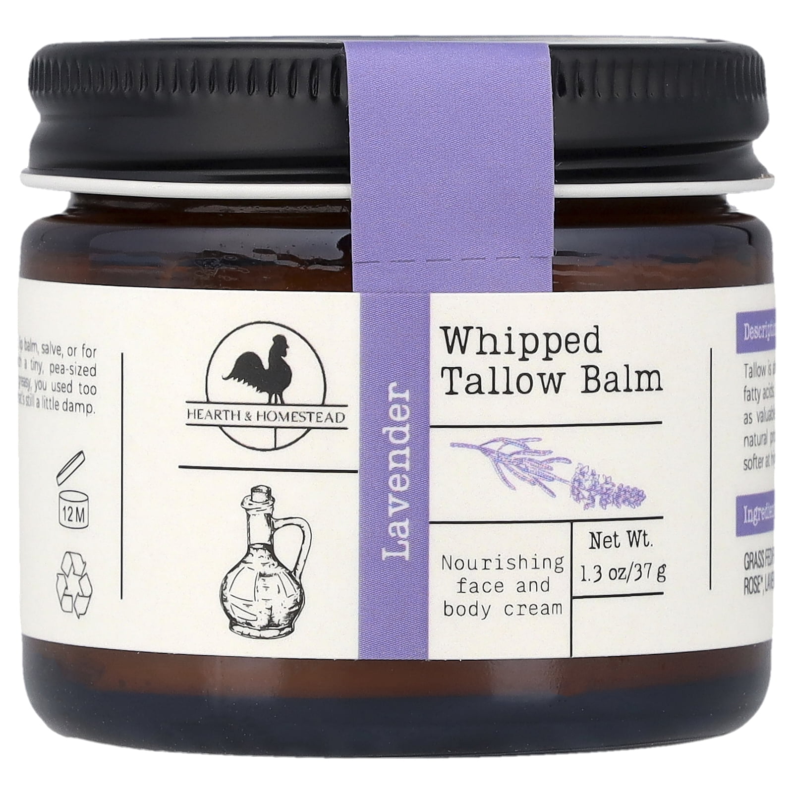 Lavender Whipped Tallow Balm: Hearth and Homestead 1.3 oz