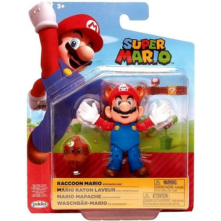 Nintendo Super Mario Raccoon Mario With Super Leaf Action Figure Set