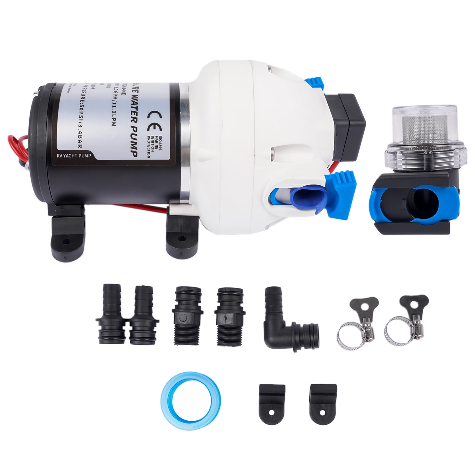 GELUOXI R3526144D RV Water Pump 3 GPM 12V DC 50 PSI Triplex Diaphragm Pump with Pressure Switch
