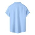 thumbnail image 4 of Inglocry Men's Cuban Guayabera Shirts - Casual Short Sleeve Cotton Linen Button Down Shirt Summer Regular Fit Beach Tops Sky Blue L, 4 of 5