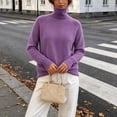 thumbnail image 6 of Kaemgyyd Women's Turtleneck Sweaters Fall Fitted Long Sleeve Basic Tops Fashion Knitted Layering Outfit（Purple,X-Large）, 6 of 7