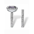 thumbnail image 2 of PalmBeach Jewelry 1.70 TCW Cushion-Cut Purple Cubic Zirconia Two-Piece Halo Bridal Set in Silvertone, 2 of 5