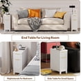 thumbnail image 2 of LAZZO Narrow Nightstands Set of 2, 7.9" Modern Fluted End Tables with Drawers & Charging Station for Living Room & Bedroom, White, 2 of 9