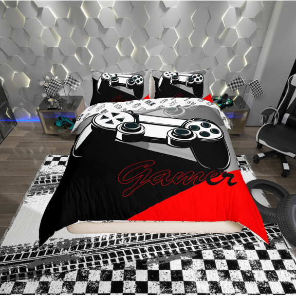 Erosebridal Teenager Gamepads Comforter Cover Twin,Video Game Bedding Twin Size,Breathable Duvet Cover Twin,Super Cozy Gamer Bedroom Decorative,Reversible,2-Piece(No Comforter)
