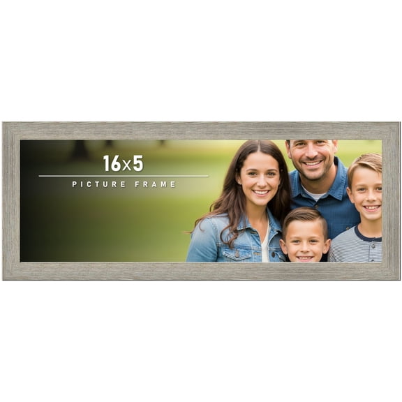16x5 Frame Gray Barnwood Rustic Solid Wood Picture Frame | 1.5 Inch Moulding Width | Includes UV
