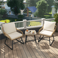 thumbnail image 2 of Renwick 3-Piece Patio Bistro Set with Wicker Rattan Chairs and Table, Tan/Cream, 2 of 10