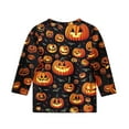 thumbnail image 5 of Abcomgle Girls Halloween Shirts 5t Spooky Pumpkin Face Graphic Tshirts for Girls Crewneck 3/4 Sleeve T-Shirts for Girls Fall Funny Scary Top for Girls,11-12 Years, 5 of 5