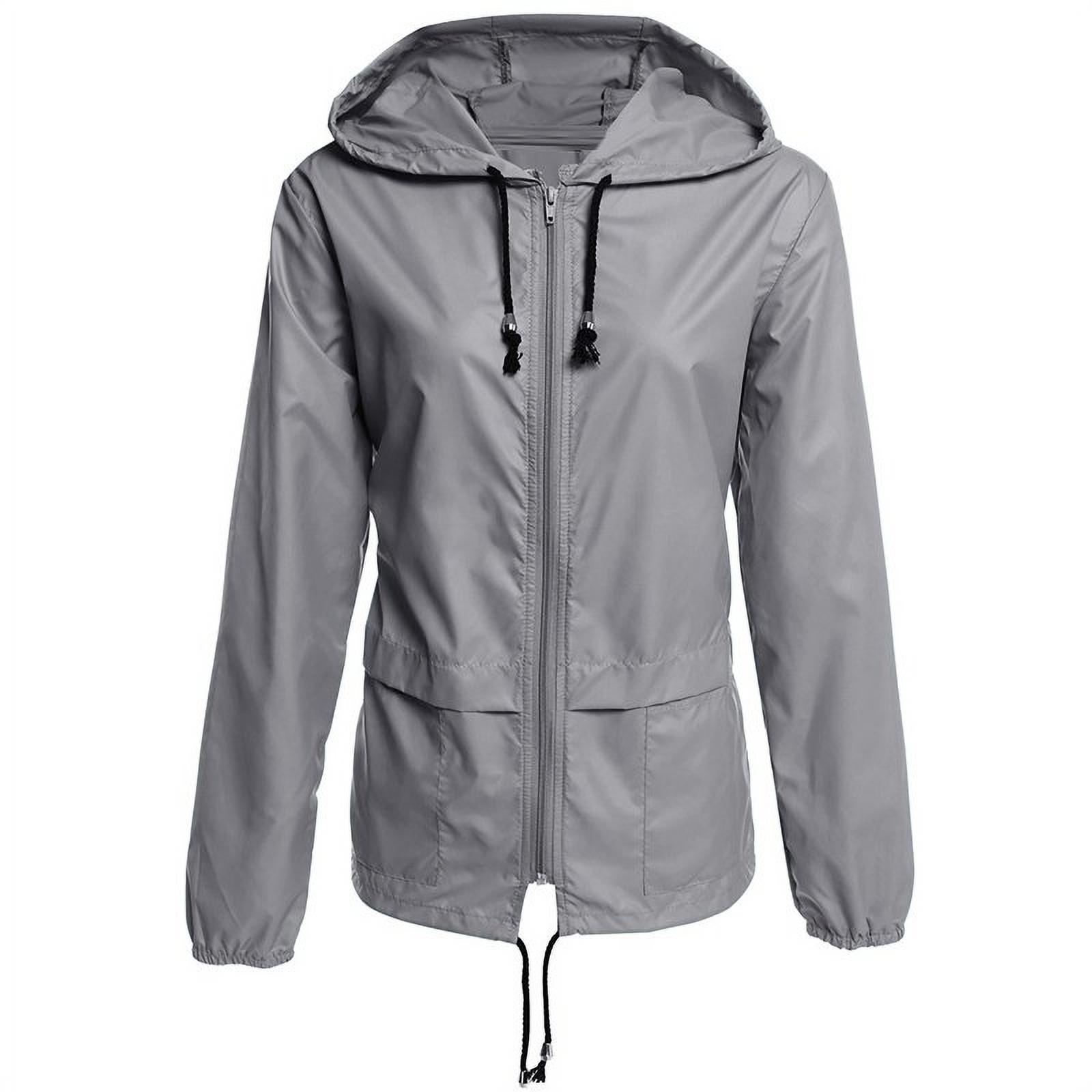 Fashion Thin Section Ladies Waterproof Clothing Hooded Drawstring Outdoor Hiking Rain Jacket Jacket - image 4 of 7