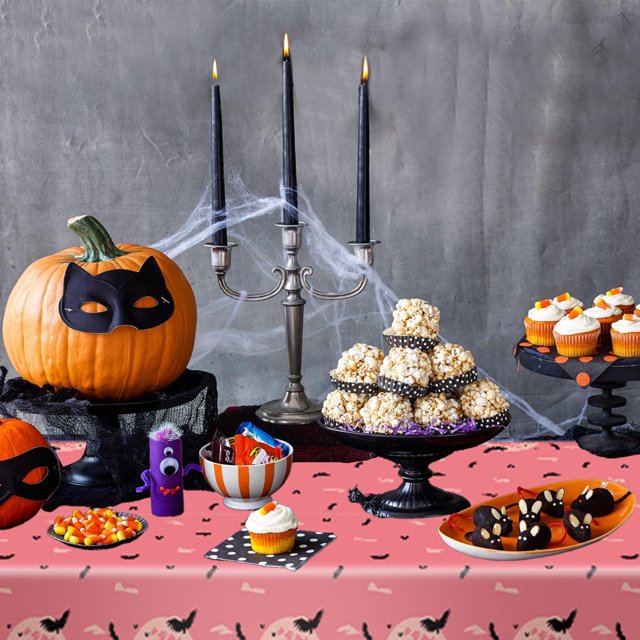 Mantel de Halloween de 54X108 Pulgadas, Mantel de Plástico Desechable, Impermeable, Decoración para Fiestas, Ideal para Fiestas de Terror.