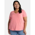 thumbnail image 2 of Terra & Sky Women's Plus Size V-Neck Tee with Short Sleeves, 2-Pack, Sizes 0X-5X, 2 of 7