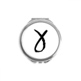 thumbnail image 1 of Miroir Compact Rond Portable de Poche en Verre Alphabet Grec Gamma Contour Noir, 1 of 3