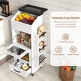 thumbnail image 4 of JOIVI 16.0" Potato and Onion Storage Bin on Wheels, 4-Tier Rolling Fruit and Vegetable Organizer with Side Rack & Drawers, Movable Bread Box Cabinet with Mesh Doors for Kitchen, White, 4 of 8