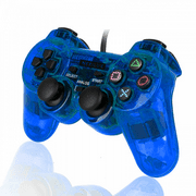 PS2 Controller Compatible with Sony Playstation 2 & Ps1 / PS one, Clear Blue