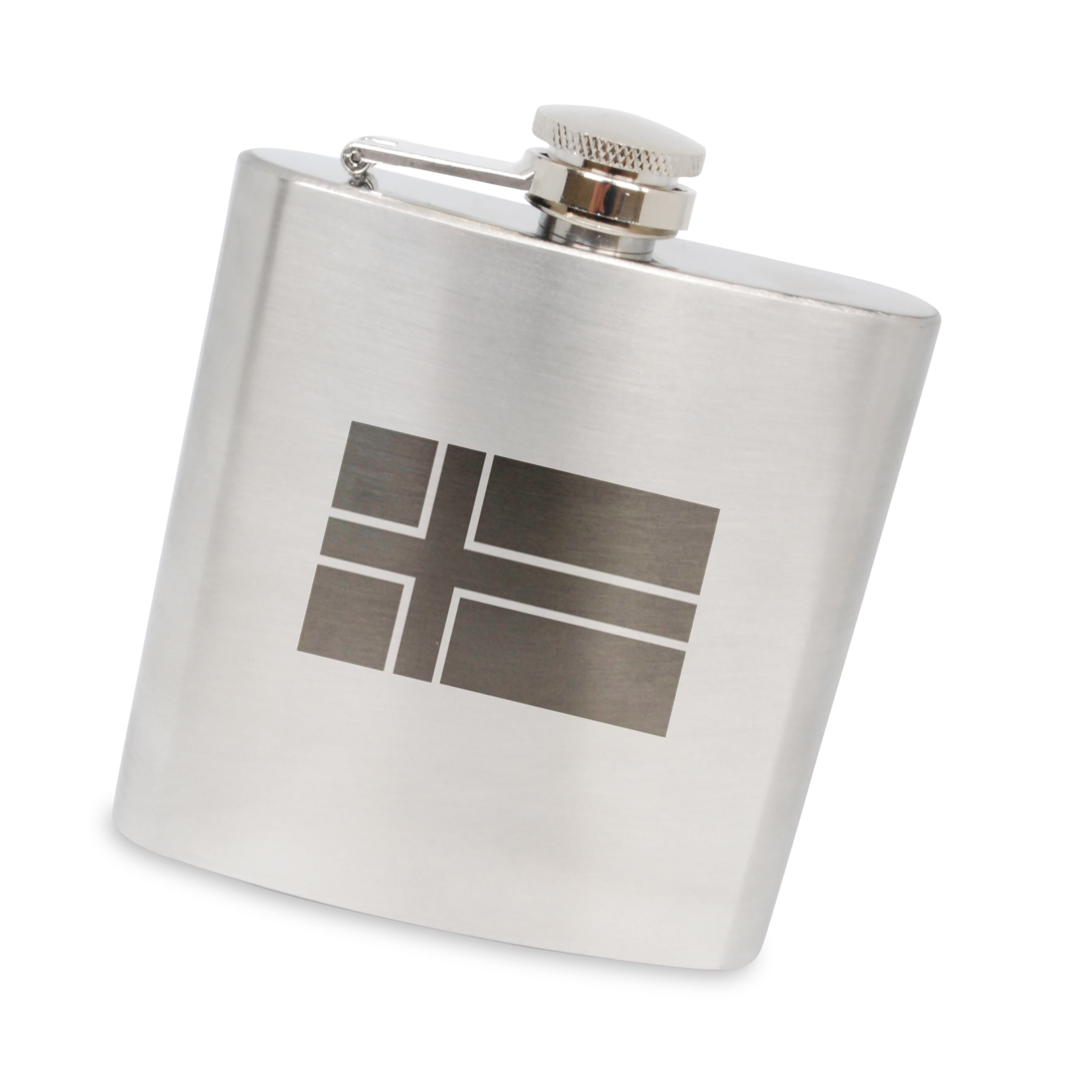 Icelandic Flag Stainless Steel 6 Oz Flask. Made In The Usa. by BigSpool Distributors