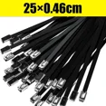 thumbnail image 2 of 40/60/100 Pcs Black Stainless Steel Cable Ties, Metal Self-Locking Fasteners, Black Heavy-Duty Cable Ties, 2 of 7