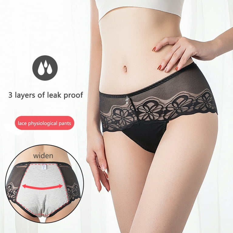 Valcatch 3 Pack Menstrual Period Underwear for Women Mid Waist 4-Layer  Leakproof Cotton Postpartum Ladies Panties Briefs 