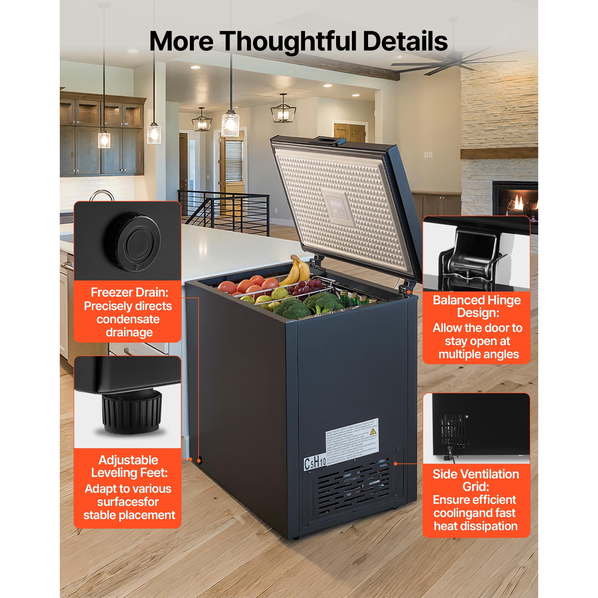 KFFKFF 6.7 Cu.ft Chest Freezer, Compact Deep Freezer with Top-Opening Door, Includes 2 Removable Baskets, Adjustable Temperature Control, Energy Efficient, Quiet Operation, Suitable for Garage Use