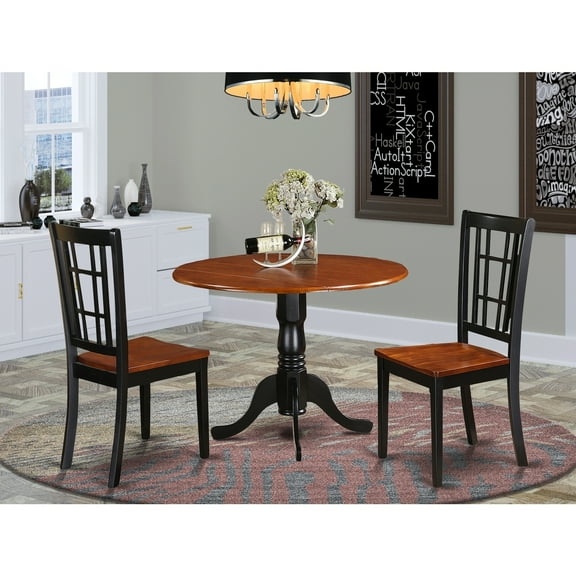 Elegant Dining Table Set for 2 - Kitchen Table with Chairs, Asian Hardwood, Drop Leaf Design, Space Saving