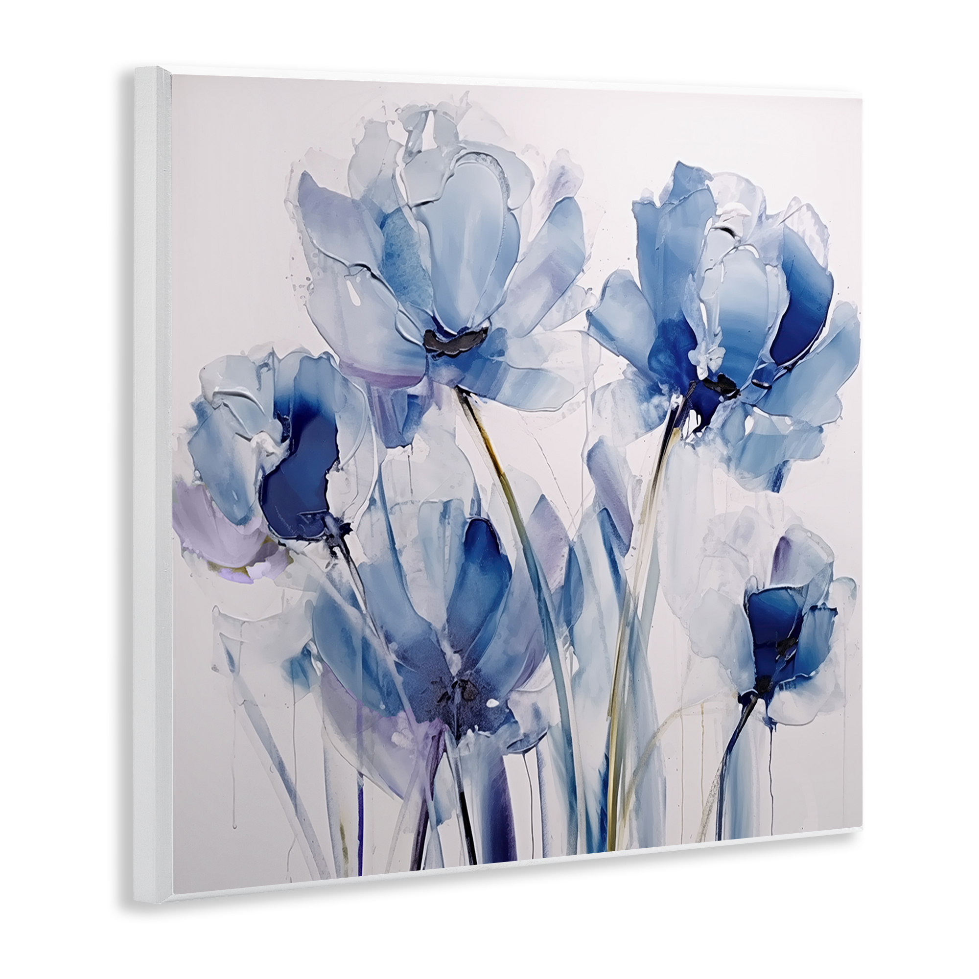 Stupell Industries Abstract Blue Tulips Botanical & Floral Painting Unframed Art Print Wall Art, 12 x 12