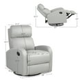 thumbnail image 3 of Costway Recliner Chair Swivel Rocker Manual Single Sofa Lounger w/Footrest Gray, 3 of 10