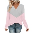 thumbnail image 5 of Sexlip Women’s Long Sleeve V-Neck Casual Pullover Soft Comfortable Lightweight Breathable Fashion Top for Daily Wear Casual Activities Holidays Travel Sports Pink S, 5 of 7