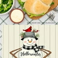 thumbnail image 3 of JOOCAR Hello Winter Snowman with Cardinal Plaid Scarf Linen Table Mats Set of 4 for Home Kitchen Table Decor 12x18 inch, 3 of 5