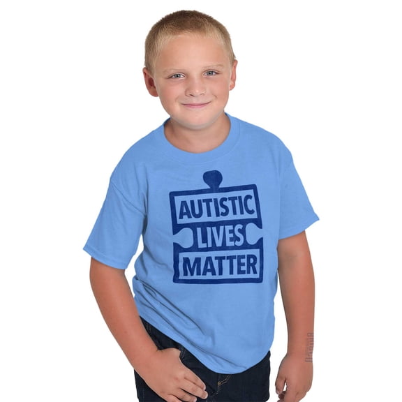 Autistic Lives Matter Autism Aware Crewneck T Shirts Boy Girl Teen Brisco Brands XS