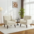 thumbnail image 6 of UIXE White Accent Chair Set of 2, Linen Armchair for Living Room, 6 of 7