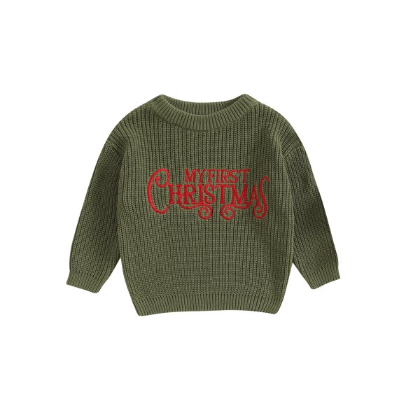 Gupgi Baby Girls Christmas Sweaters Infant Long Sleeve Letter Print Knit Pullover Newborn Winter Knitwear