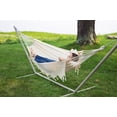 thumbnail image 2 of Sol Living Bahia Brazilian Patio Hammock Crochet Cotton Hammock Single Hammock for One Person Outdoor Patio Swing Chair Hand Woven Mayan Hammock Use Inside Outside Backyard Decor Porch Swing - Natural, 2 of 7