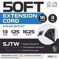 Iron Cable 2 Pack 3 OutletOutdoor Extension Cord 50 ft, 16/3 SJTW