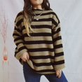 thumbnail image 4 of Women's Oversized Striped Knit Sweater Soft Chunky Pullover with Long Sleeves, Casual Loose Fit, 4 of 5
