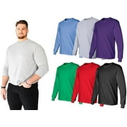 BILLIONHATS 6 Pack Big & Tall Long Sleeve Colorful T-Shirts for Mens 100% Cotton - Crew Neck Bulk Tees Wholesale Packs