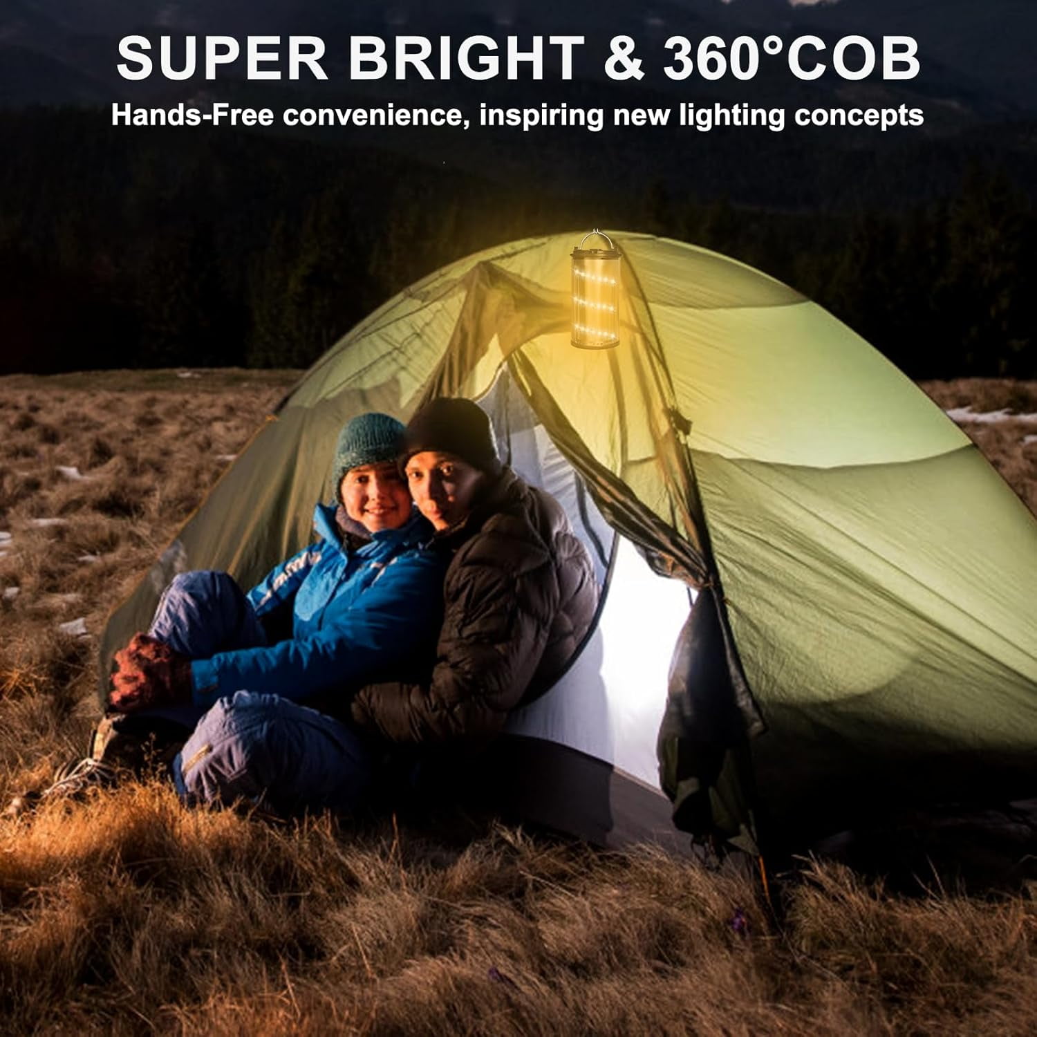 Siuyiu High Lumens 2-in-1 Camping Lantern Flashlight, 10000 Lumens, 8 Modes, Rechargeable, Waterproof