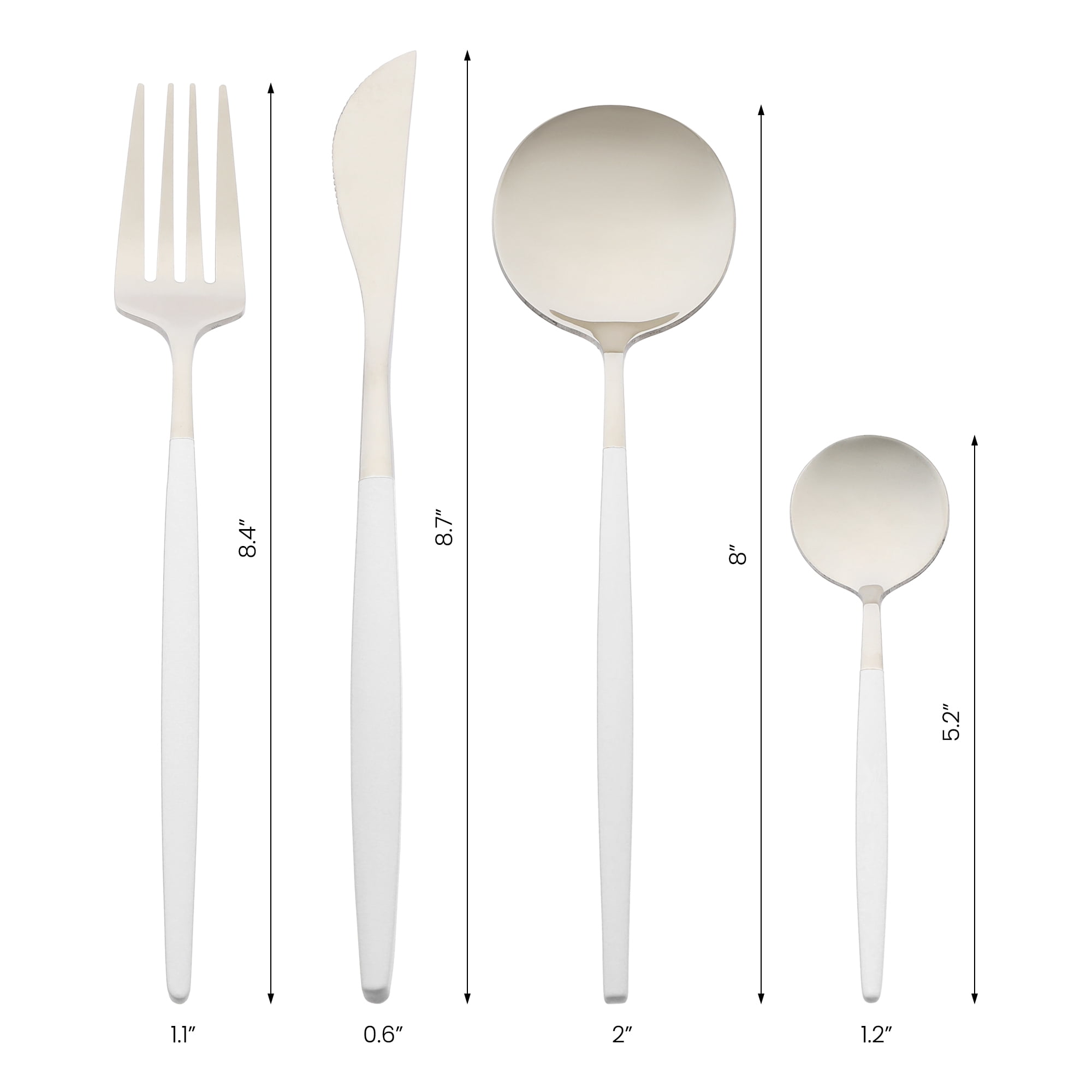 Unique Bargains Stainless Steel Flatware Set White 4 Pcs