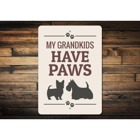 Dog Grandkids Novelty Sign, Metal Wall Decor - 10x14 inches