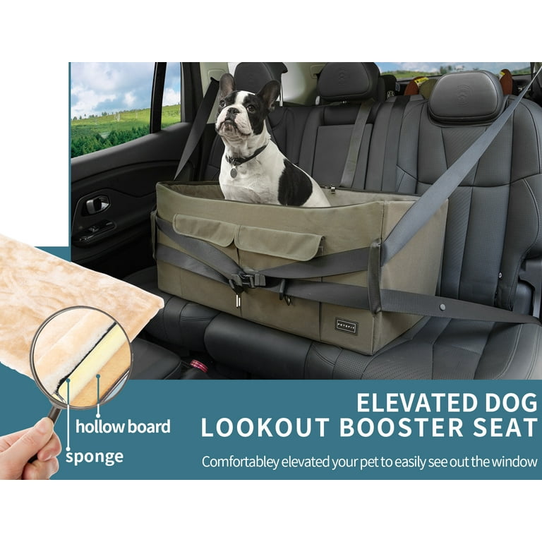 Petsfit Dog Booster Seat for 2 Small Dogs or Medium Dog up to 55 lbs Large Dog Car Seat Brown