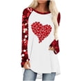 thumbnail image 2 of Spring Tops for Women 2025 Viikei Womens Tops Dressy Casual,Tops for Women Clearance Sale,Ladies Casual Valentine's Day Printed Pullover with Shoulder Sleeves Long Sleeved Round Neck TopShirt Red M, 2 of 5